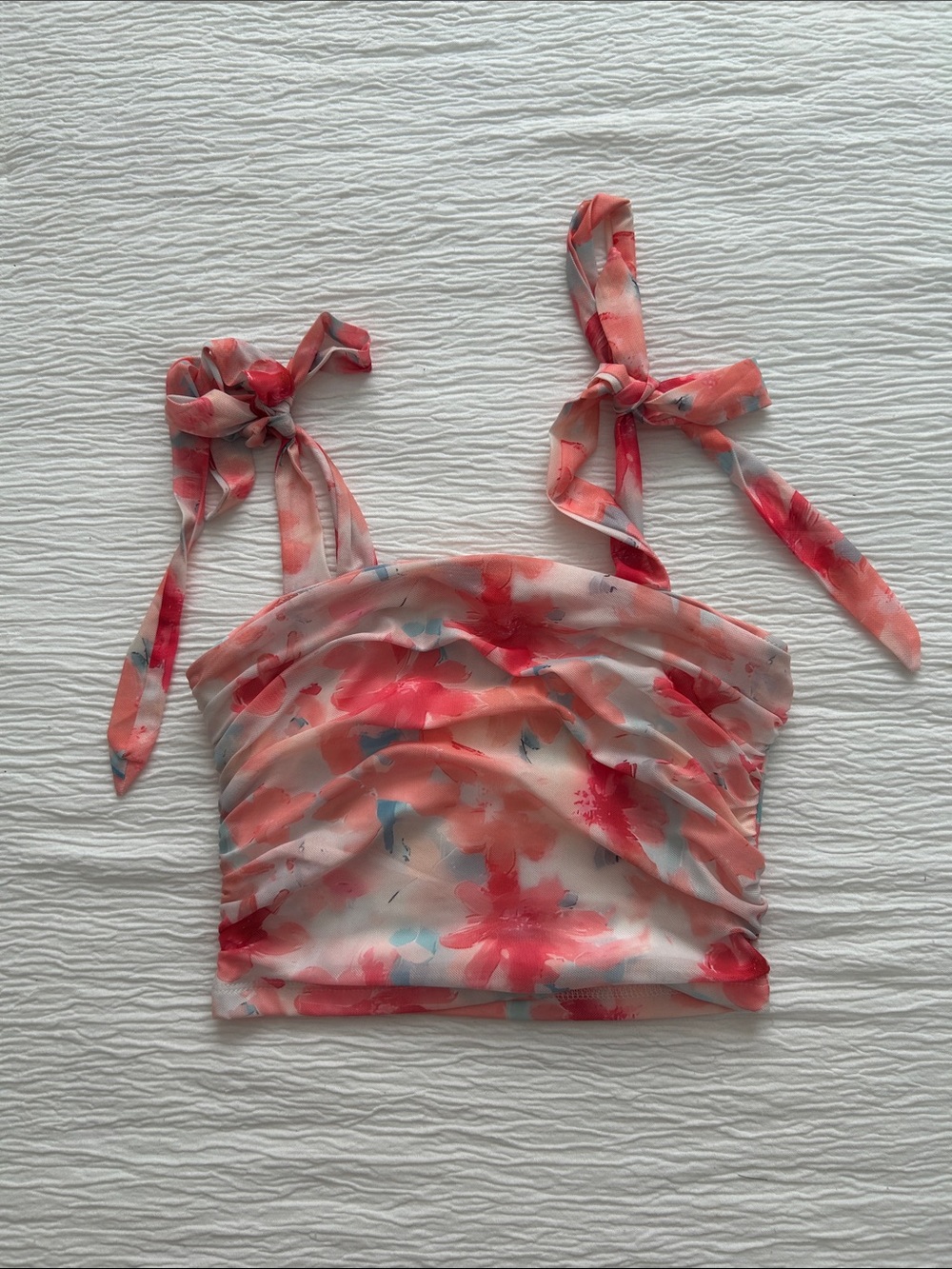 Floral Tie-Shoulder Crop Top